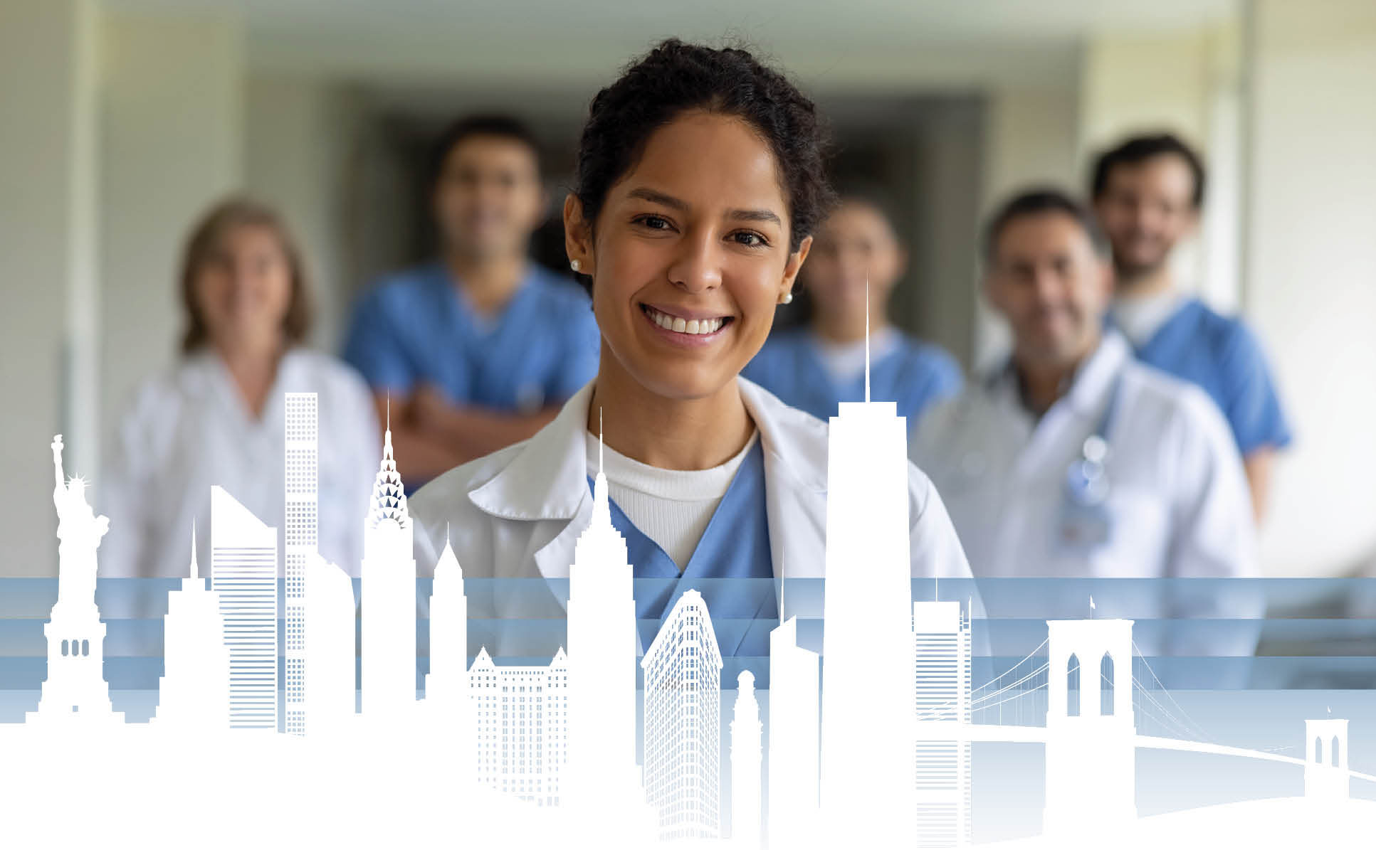 ABC Training Center Home Header with Nurses and New York Skyline